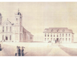 Pôster Igreja da Matriz e Antigo Palácio do Governo em Porto Alegre, 1852 - Herrmann Rudolf Wendroth
