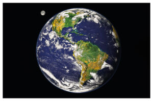 Pôster Planeta Terra Retratado do Hemisfério Ocidental, Nuvens, Furacão Linda na Costa Oeste da América do Norte, Topografia, Vegetação e Oceanos - NASA
