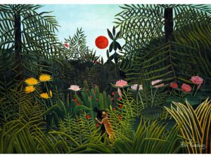 Pôster Floresta Virgem com Pôr do Sol, 1910 - Henri Rousseau