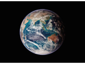 Pôster Imagem do Planeta Terra (hemisfério oriental) realizada através do processamento de dados de vários satélites (2007) - Nasa - Godart Flight Center - Reto Stöckli