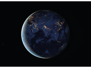 Pôster Imagens de Satélites Processadas Mostram o Planeta Terra à Noite, as Luzes das Cidades e as Concentrações Urbanas da Europa e Ásia - Nasa