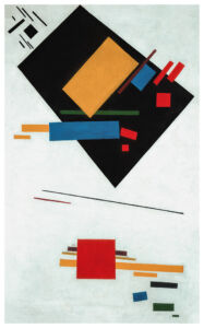 Pintura Suprematista (Com Trapézio Preto e Quadrado Vermelho), 1915 - Kazimir Malevich